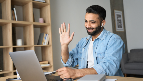 Man on video call